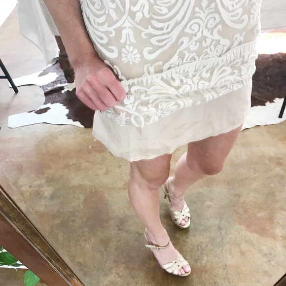 White Embroidered Long-Sleeve Bridal Dress - Picture 5 of 8